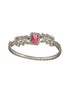 Silver Toned Red AD Studded Statement Handcrafted Bracelet