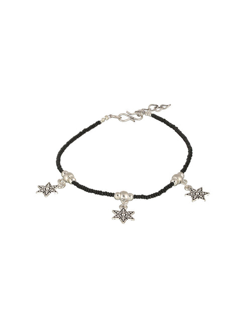 Set Of 3 Oxidised Silver Plated Payal Anklet