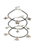 Set Of 3 Oxidised Silver Plated Payal Anklet