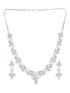 Silver Plated C Z Studded Pearl Floral Statement Jewellery Set