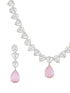White Rhodium Pink AD Studded Luxe Minimal Jewellry Set