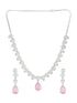 White Rhodium Pink AD Studded Luxe Minimal Jewellry Set