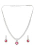 Silver Toned Red CZ Studded Minimal Designer jewellery Set