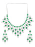 White Rhodium Silver Plated Green CZ Stone Studded jewellery Set