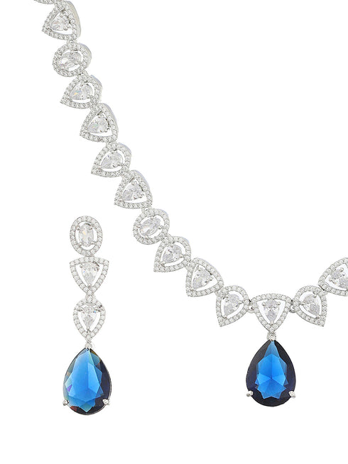Silver Plated Pear Shaped CZ Studded luxe Minimal jewellery Set