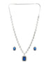 Silver Plated Blue CZ Studded StatementJewellery Set