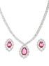 Silver Plated Red CZ Studded Minimal Delicate Jewellery Set