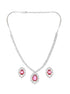 Silver Plated Red CZ Studded Minimal Delicate Jewellery Set