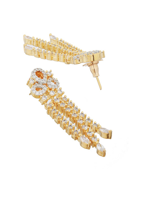 Gold Polished White CZ Studded contemporary Jewellery set
