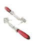 Silver Plated Red AD Studded Designer Dangler Earrings