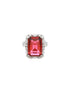 Silver Toned Red Ruby CZ Studded Cocktail Designer Finger Ring