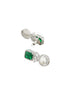 Silver Plated Green CZ Studded Pearl Beaded Minimal Locket jewellery Set