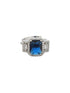 Silver Plated Blue CZ Studded Statement Finger Ring