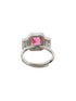 Silver Plated Red AD Studded Minimal Engagement Finger Ring