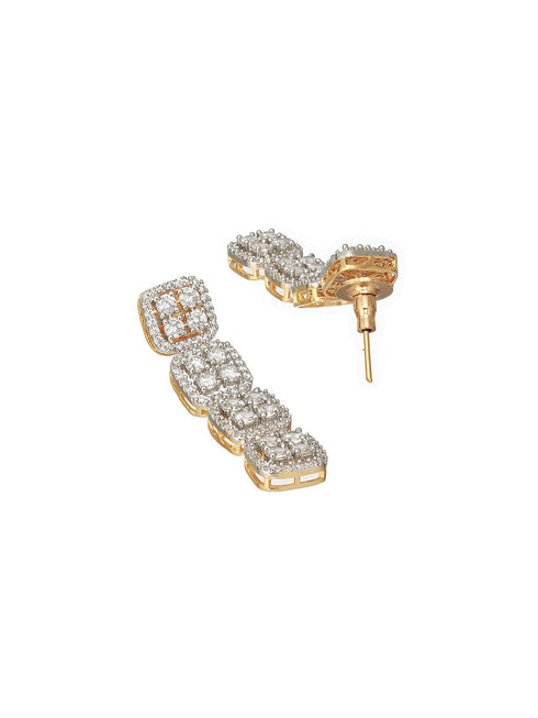 Gold Polished White CZ Studded contemporary Jewellery set