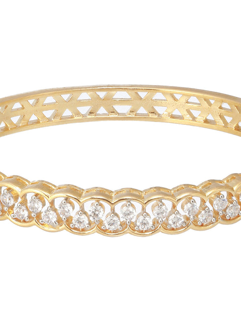 Gold Plated CZ Studded Minimal Bangle Bracelet