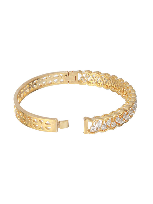 Gold Plated CZ Studded Minimal Bangle Bracelet