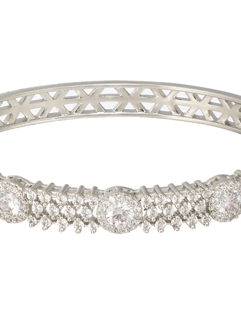 Silver Plated Zircon Studded Luxe Bangle Bracelet
