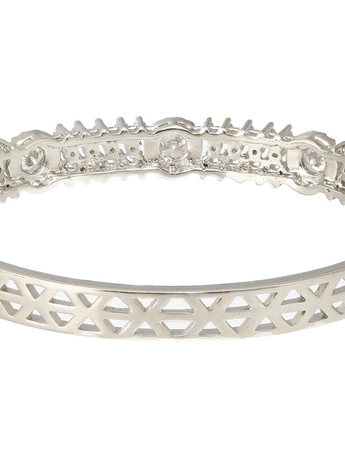 Silver Plated Zircon Studded Luxe Bangle Bracelet