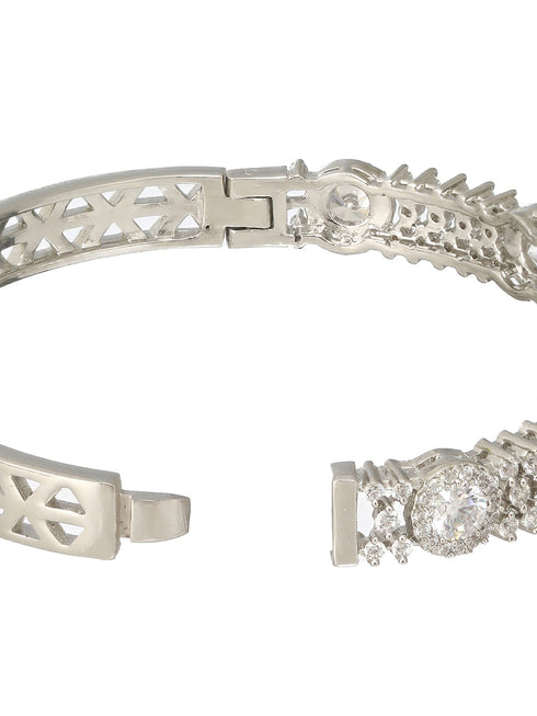 Silver Plated Zircon Studded Luxe Bangle Bracelet
