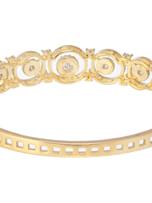 Gold Plated White Zircon Studded Minimal bangle Bracelet