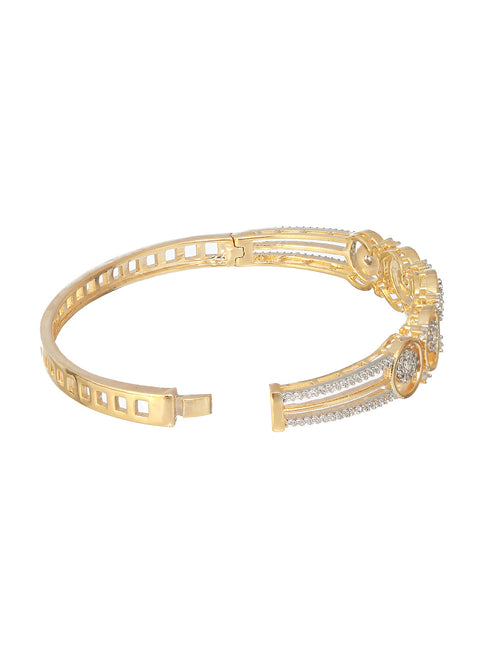 Gold Plated White Zircon Studded Minimal bangle Bracelet