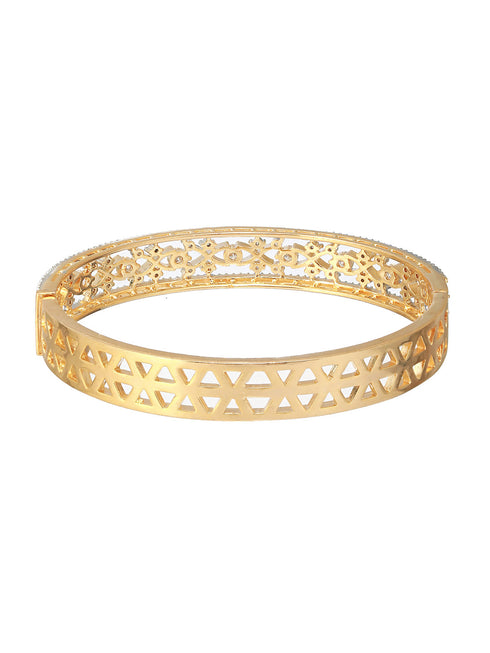 Gold Plated White Zircon Statement Bangle Bracelet