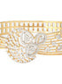 Gold Plated White Zircon Embellished Floral Statement Bangle Bracelet