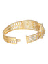 Gold Plated White Zircon Embellished Floral Statement Bangle Bracelet