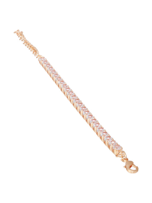 Gold Toned White AD Studded Minimal Tennis Bracelet