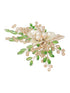 Gold Toned Mother Of Pearl Embellished Green Hair Comb Pin