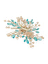 Gold Toned Mother Of Pearl Embellished Blue Hair Comb Pin