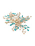 Gold Toned Mother Of Pearl Embellished Blue Hair Comb Pin
