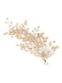 Gold Toned Coral Pearl Embedded Statement Hair Comb Pin