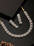 Gold Polished White CZ Studded contemporary Jewellery set