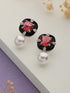 Red AD & Pearl Beaded Minimal Statement Studds Earring