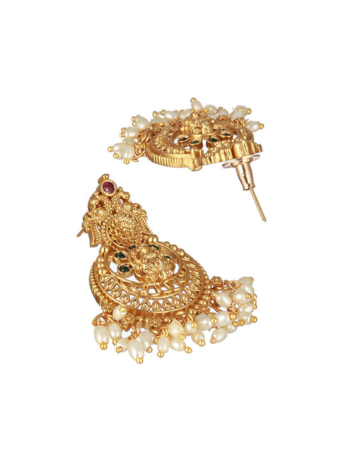 Gold Plated Zircon Studded Lakshmi Ji Necklace Jewellery set