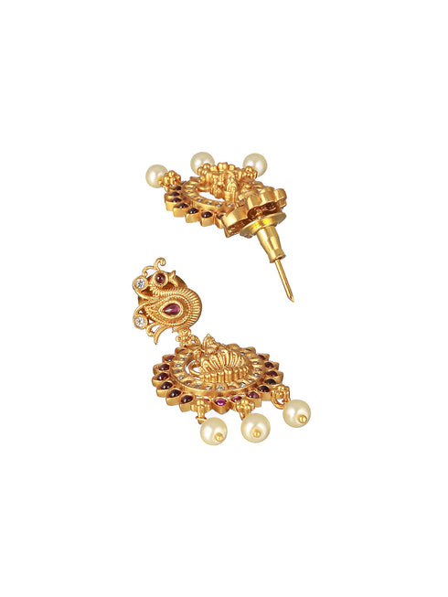 Gold Plated Kempo Studded Goddedd Lakshmi Temple Choker Jewellery Set