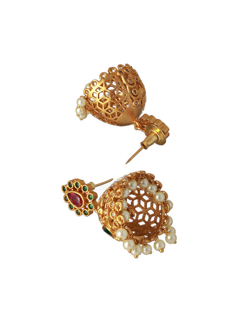 Gold plated Zircon Studded Peacock Motif Choker Jewellery Set