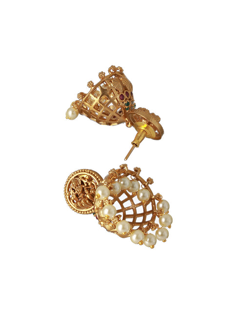 Gold Plated Zircon Studded Goddess Figure Choker Jewellery Set