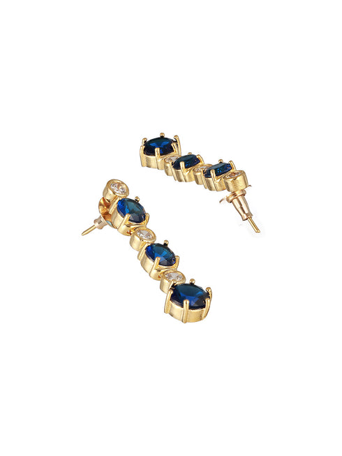 Gold Plated Blue Zircon Minimal Necklace Jewellery Set