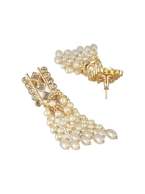 Gold Toned Pearl Beaded Minimal Choker Jewellery Set
