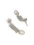 Silver Toned CZ Studded & Pearl Beaded Statement Necklace Jewellery Set