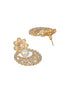 Gold Toned Zircon Studded Pearl Beaded Chandbali Drop Earrings
