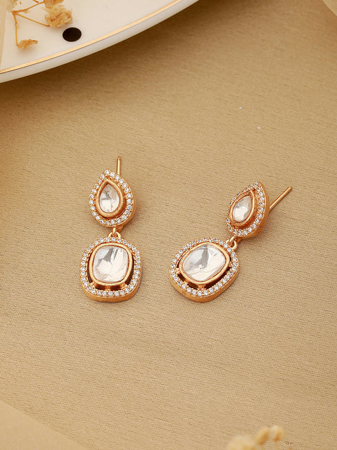 Gold Toned Original Kundan Minimal drop Earring