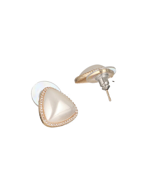 Gold Toned Freshwater Pearl Minimal Triangular Studds earringsEarring