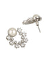 Silver toned Pearl & CZ Studded Minimal Hoop Studds Earring