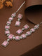 Big rose quartz stuuded handcrafted necklace set earrings