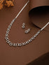 Silver Plated AD Studded Minimal Geometric Necklace Jewellery Set