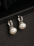 Silver Toned Pearl Drop Minimal Hoop Earrings